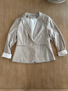 H&M Light Beige One-Button Tailored Blazer | Women’s Medium | Career Office